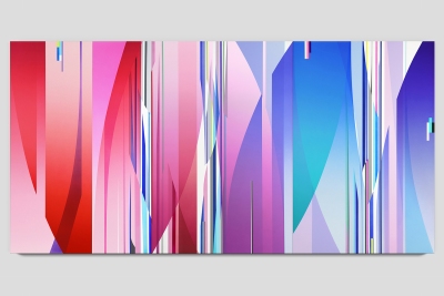 Pendulum (blue-red) 2024 acrylic on three canvases 60 x 120 inches